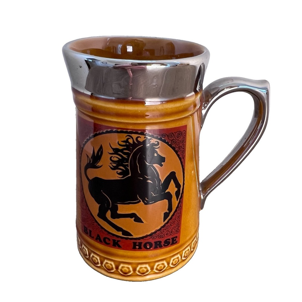 Vintage Lord Nelson Pottery Black Horse Tankard Beer Stein Mug England 1970